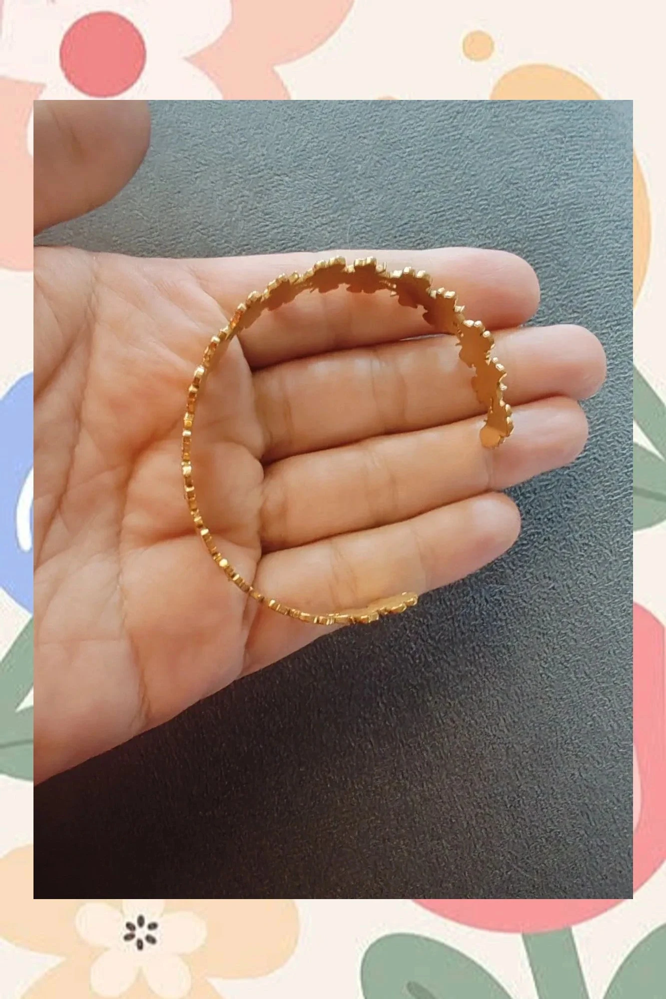 Open stalen armband met bladeren – photo 3